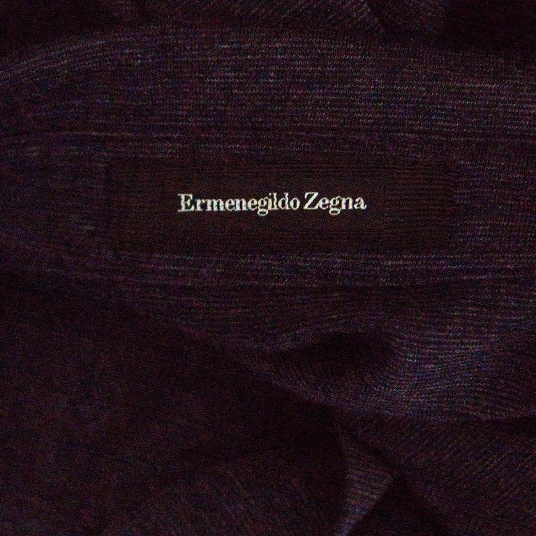 Ermenegildo Zegna Navy Blue Wool Cotton Knit long Sleeve Polo T-Shirt S ...