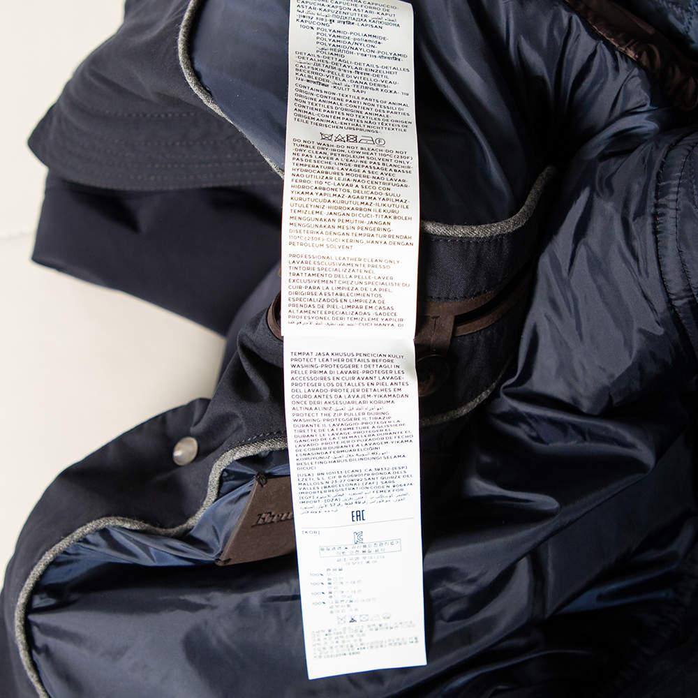 Ermenegildo Zegna Navy Blue Wool Quilted Concealed Hood Detail Jacket XXL For Sale 3