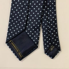 ERMENEGILDO ZEGNA Navy Light Blue Dots Silk Tie