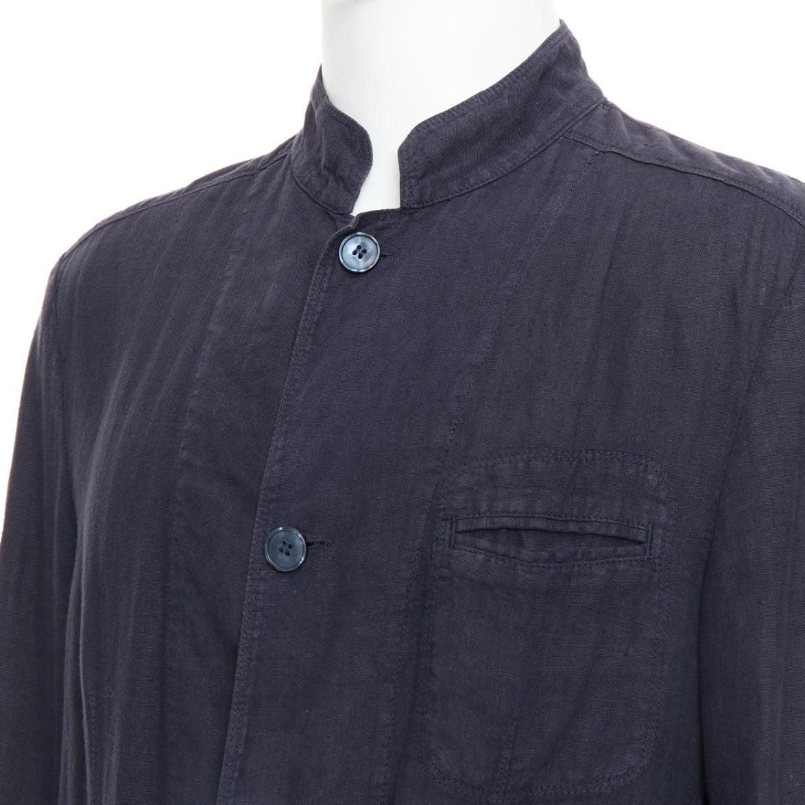 ERMENEGILDO ZEGNA navy linen 3 pockets stand collar light blazer IT48 M
Reference: CNLE/A00408
Brand: Ermenegildo Zegna
Material: Linen
Color: Navy
Pattern: Solid
Closure: Button
Made in: Italy

CONDITION:
Condition: Excellent, this item was