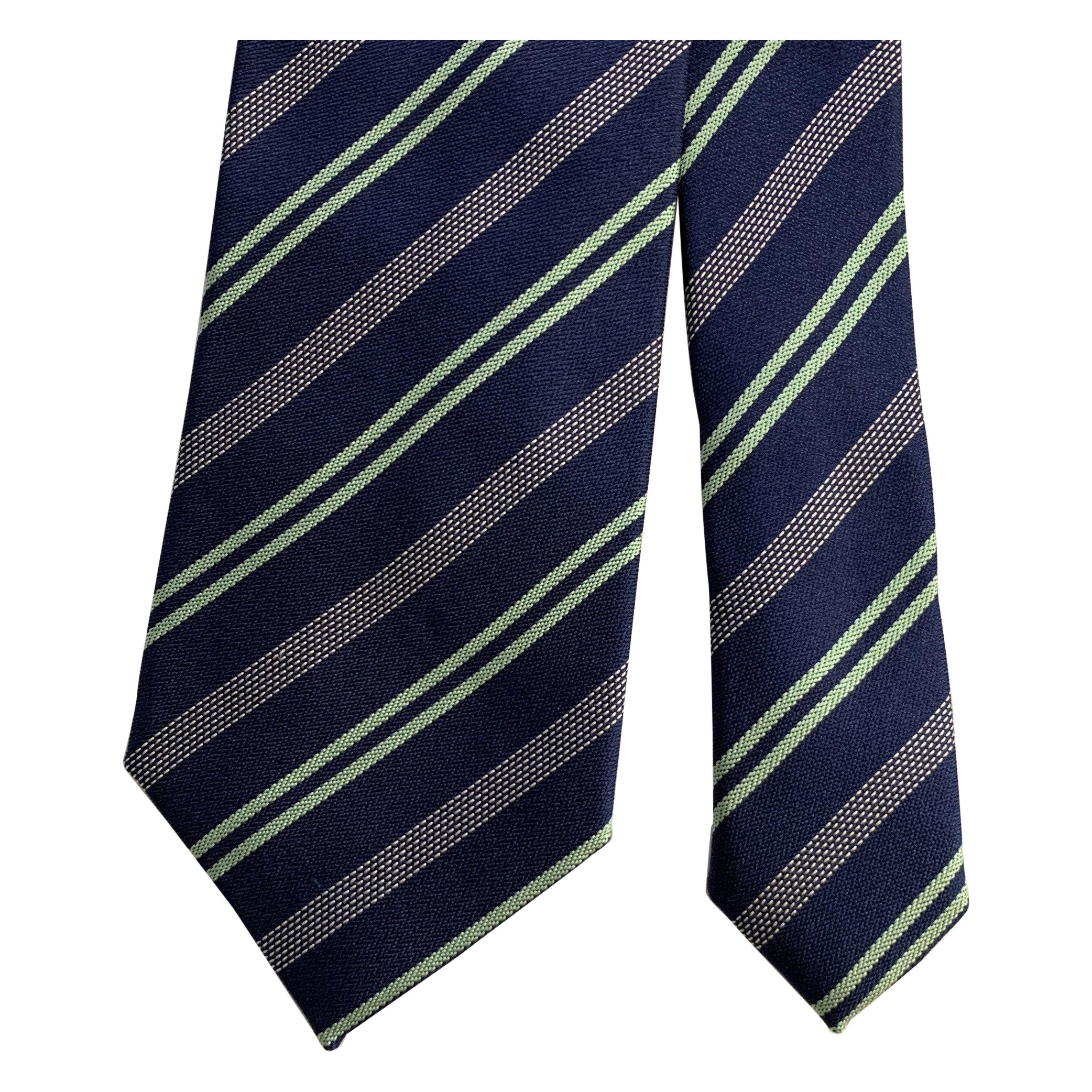 Cravatta in seta a righe diagonali Ermenegildo Zegna Navy Mint