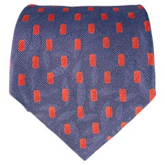 ERMENEGILDO ZEGNA Navy Red Rectangles Silk Tie
