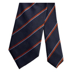 ERMENEGILDO ZEGNA Corbata de seda a rayas diagonales óxido azul marino