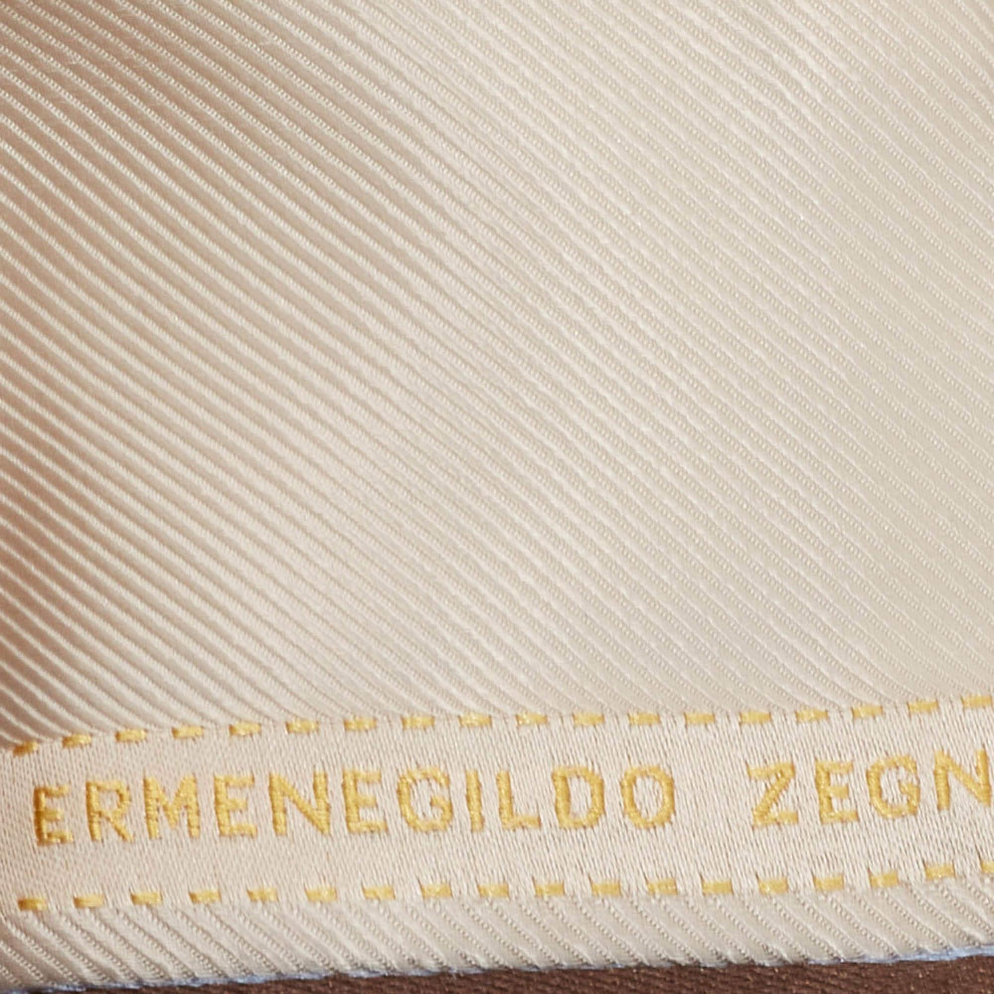 Blanc Ermenegildo Zegna - Cravate rayée en soie et lin blanc cassé en vente