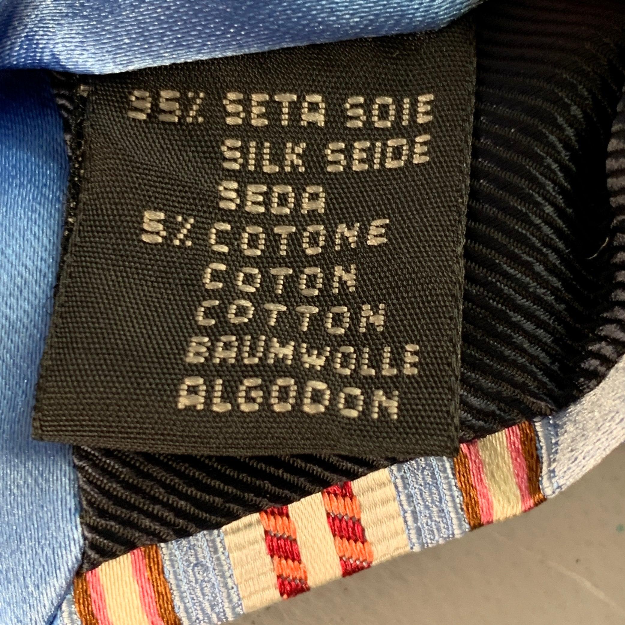 De los hombres ERMENEGILDO ZEGNA One Size Blue Coral Diagonal Stripe Silk Cotton Tie en venta