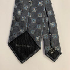 ERMENEGILDO ZEGNA  One Size Grey Blue Silk Tie