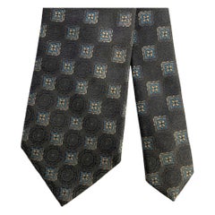 ERMENEGILDO ZEGNA Cravate en soie bleue grise, taille unique