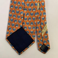 ERMENEGILDO ZEGNA Einheitsgröße Orange Blau Abstrakte Seidenkrawatte