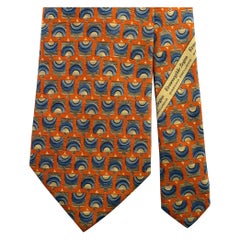 ERMENEGILDO ZEGNA Einheitsgröße Orange Blau Abstrakte Seidenkrawatte