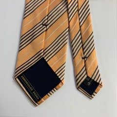 ERMENEGILDO ZEGNA  One Size Peach Black Diagonal Stripe Silk Tie