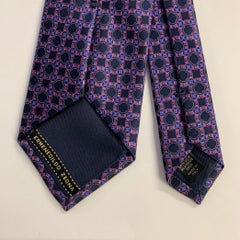 ERMENEGILDO ZEGNA  One Size Purple Navy Silk Tie