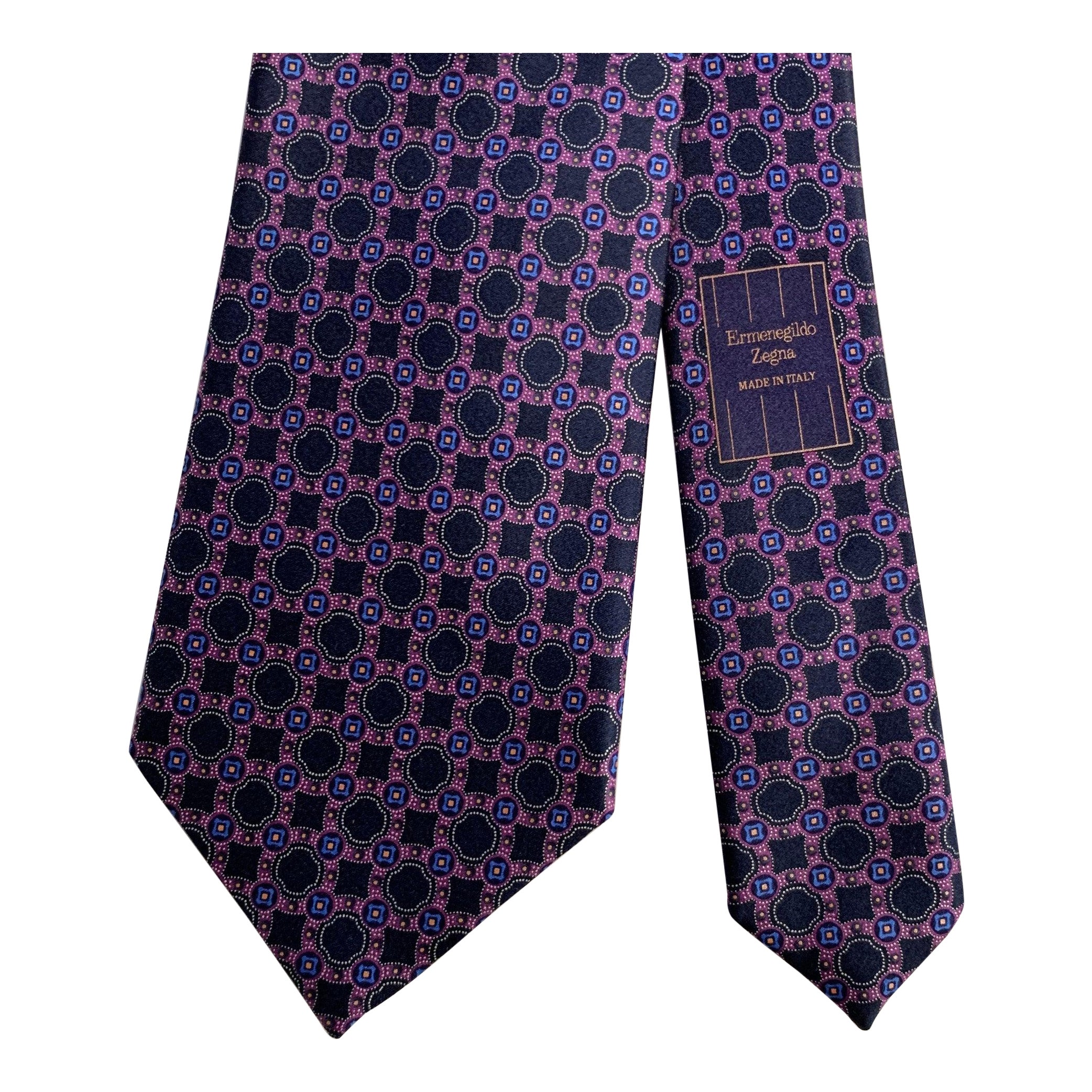 ERMENEGILDO ZEGNA  Cravate en soie pourpre et marine, taille unique