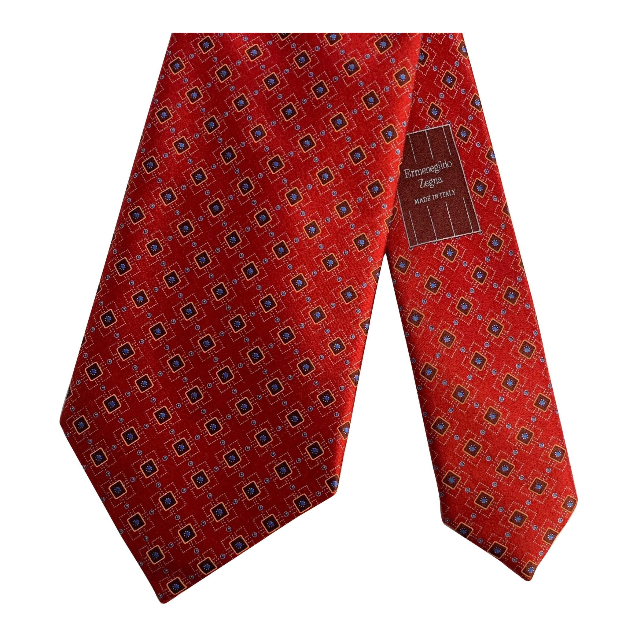 ERMENEGILDO ZEGNA Corbata de Seda Azul Roja Talla Única