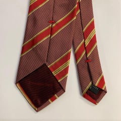 ERMENEGILDO ZEGNA Cravate en soie à rayures diagonales rouge et or, taille unique