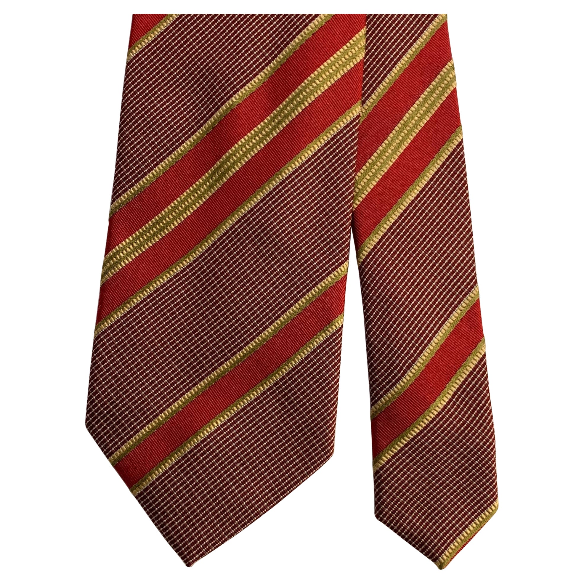 ERMENEGILDO ZEGNA  Einheitsgröße Rot-Gold Diagonalstreifen Seidenkrawatte