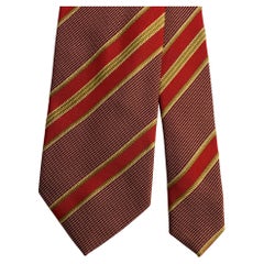 ERMENEGILDO ZEGNA Einheitsgröße Rot-Gold Diagonalstreifen Seidenkrawatte