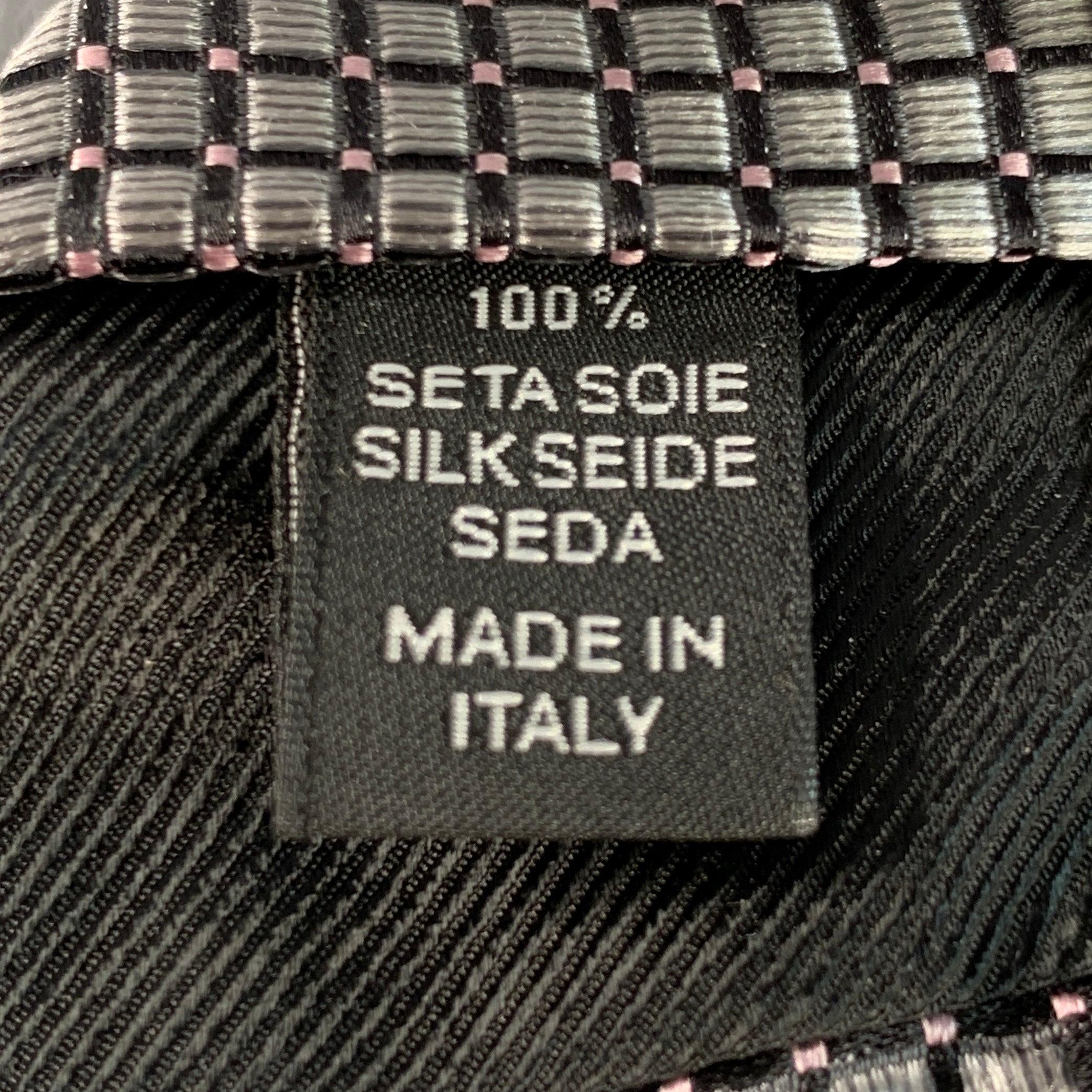 Uomo Ermenegildo Zegna, cravatta in seta a scacchi neri e argento in taglia unica in vendita