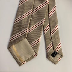 ERMENEGILDO ZEGNA Corbata de seda de rayas diagonales rojo tostado talla única