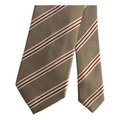 ERMENEGILDO ZEGNA Einheitsgröße Tan Rot Diagonalstreifen Seidenkrawatte