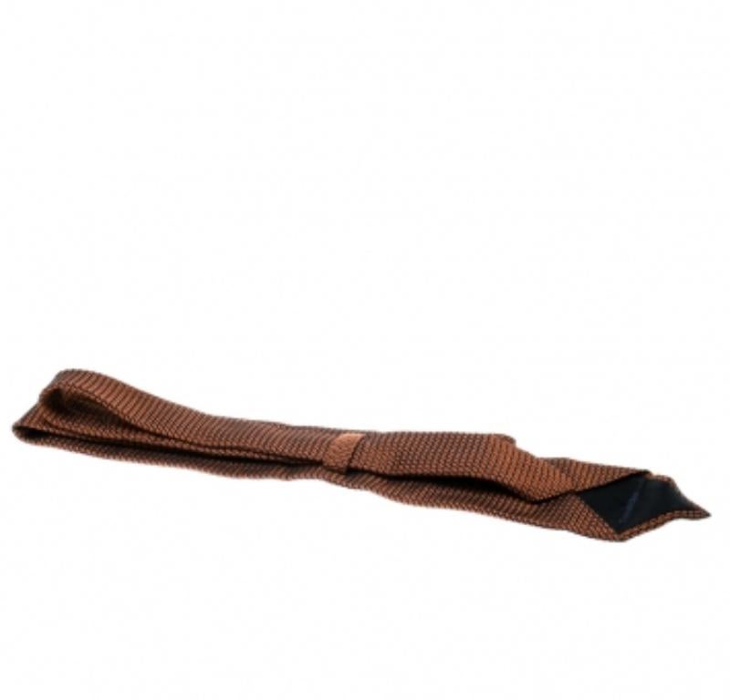 Corbata Ermenegildo Zegna en jacquard de seda con textura naranja y azul marino Marrón en venta