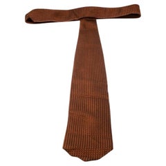 Ermenegildo Zegna Orange and Navy Blue Textured Silk Jacquard Tie