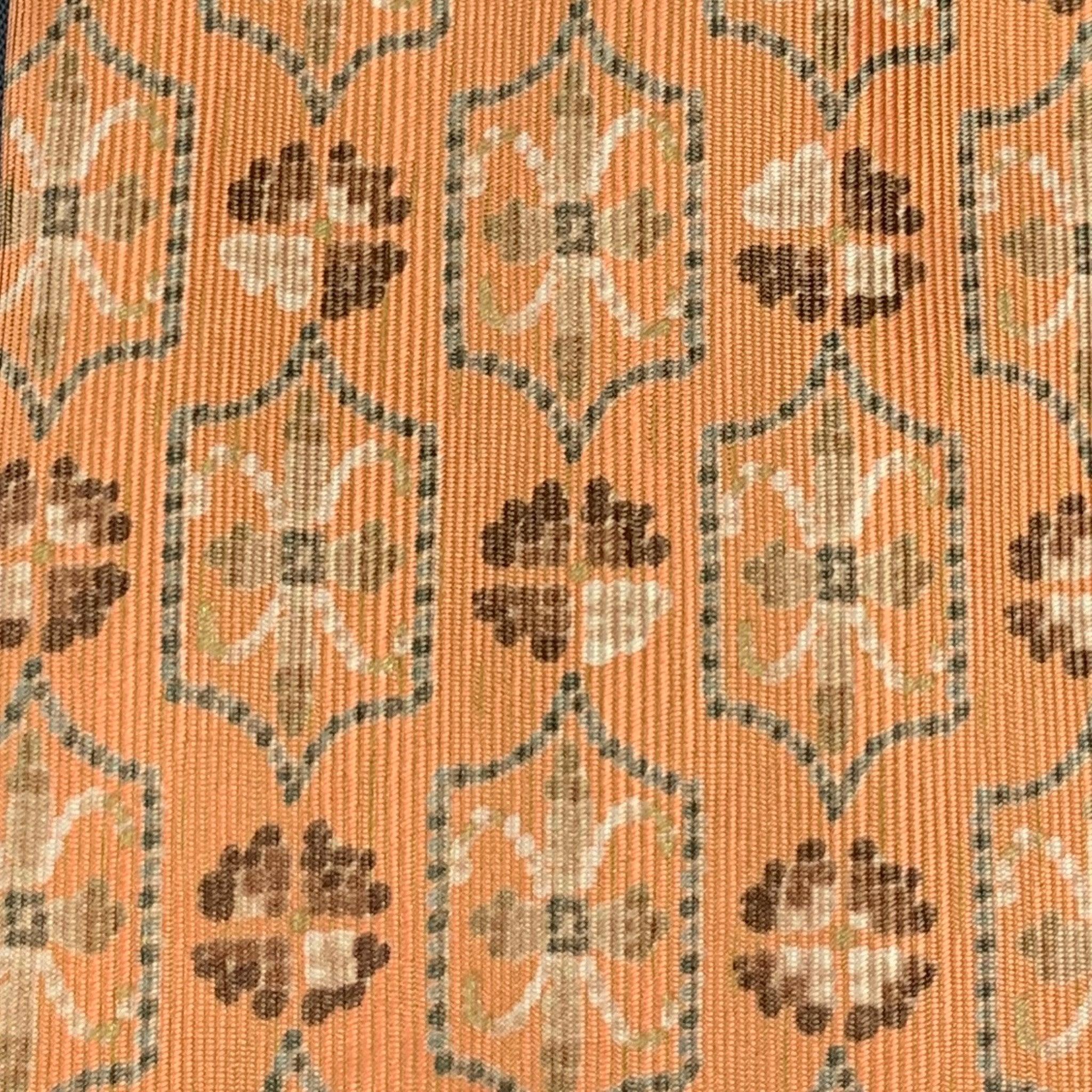 ERMENEGILDO ZEGNA Corbata de seda abstracta beige anaranjada Marrón en venta