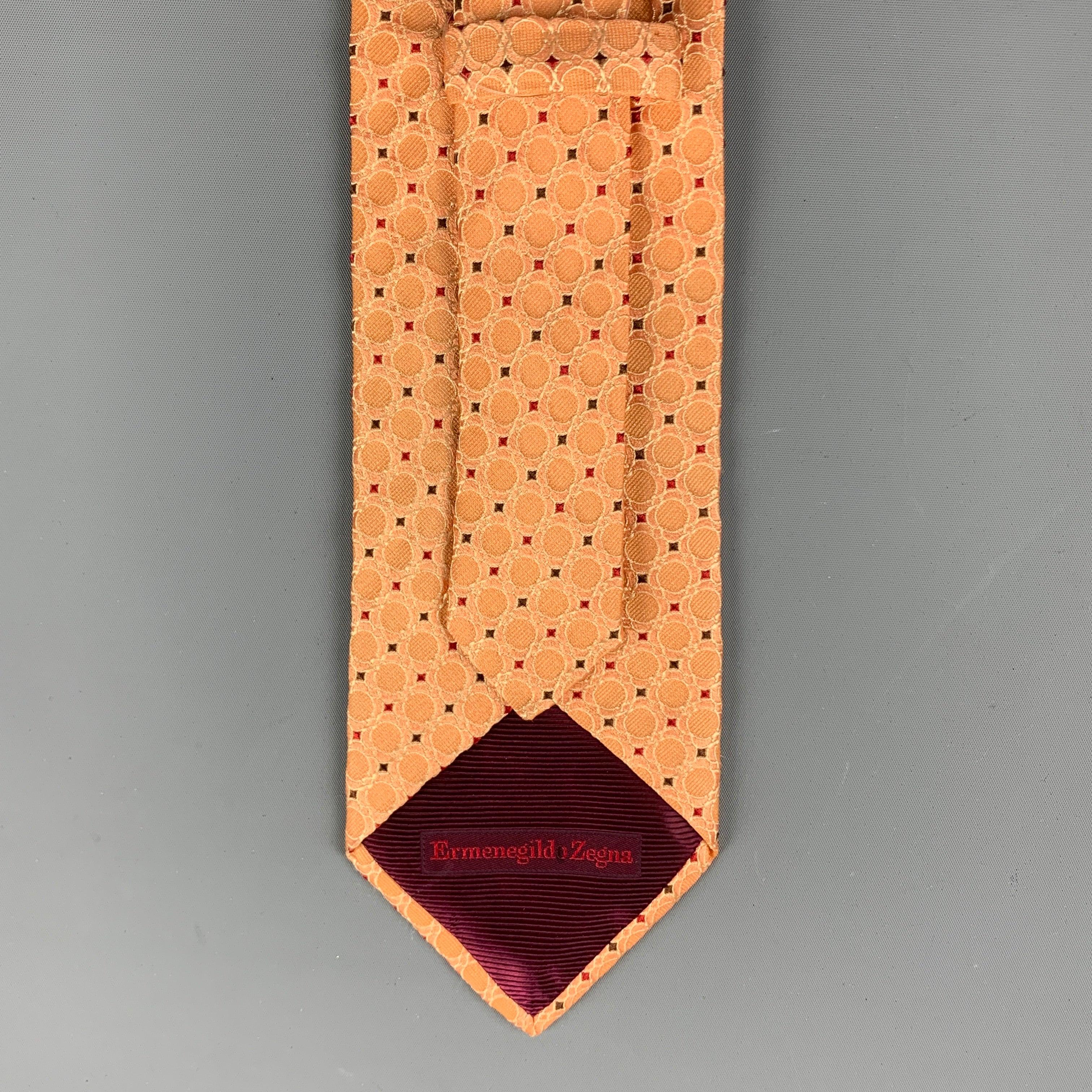 Men's ERMENEGILDO ZEGNA Orange Red Dots Silk Tie For Sale
