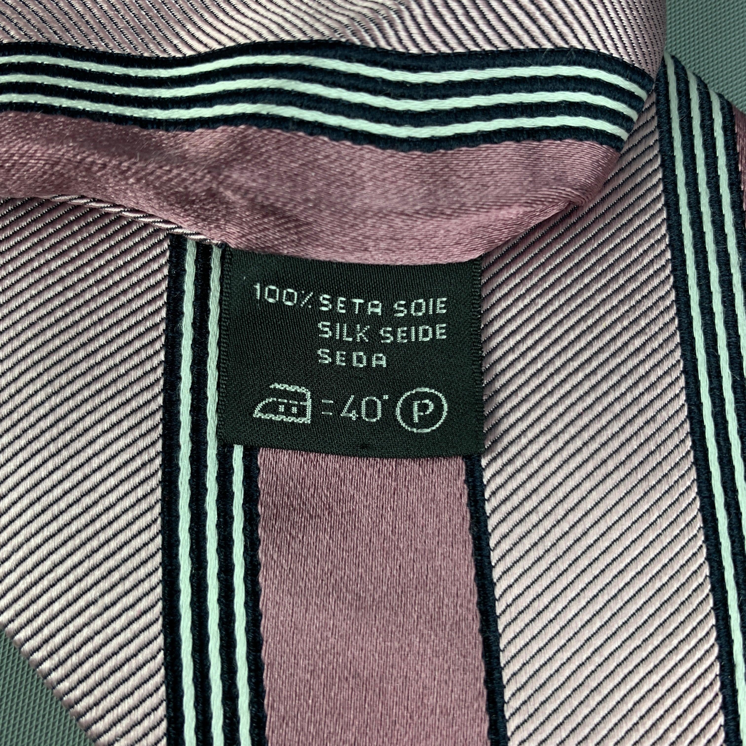 ERMENEGILDO ZEGNA Pink Black Diagonal Stripe Silk Tie For Sale 1