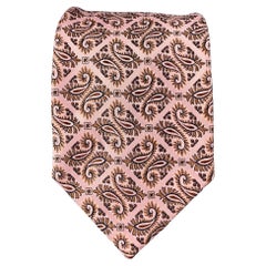 ERMENEGILDO ZEGNA Pink Brown Paisley Silk Tie