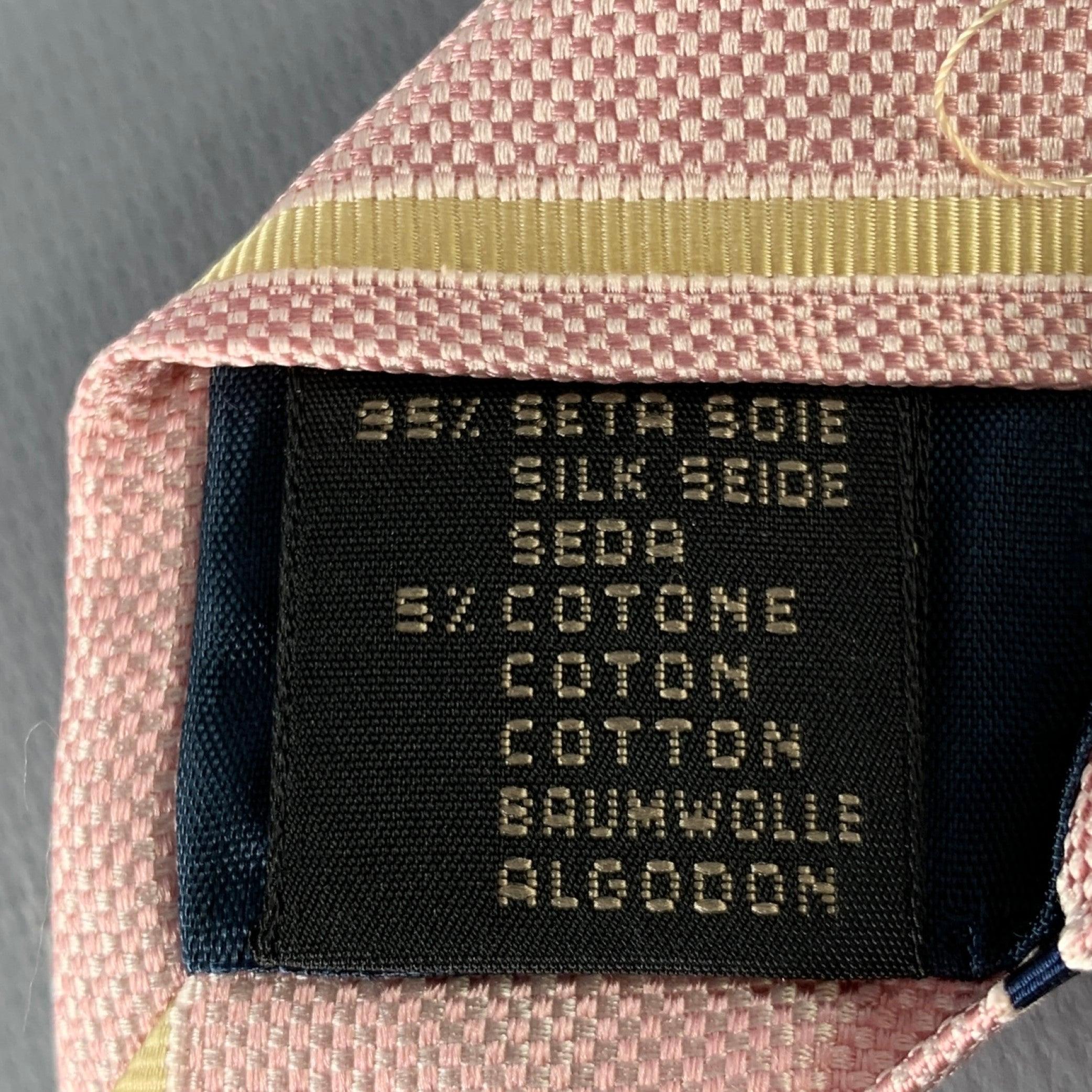 Men's ERMENEGILDO ZEGNA Pink Navy Cream Diagonal Stripe Silk Cotton Tie For Sale