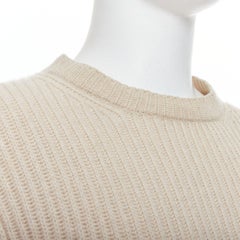 ERMENEGILDO ZEGNA Jersey de canalé con paneles de pura cachemira beige EU48 M