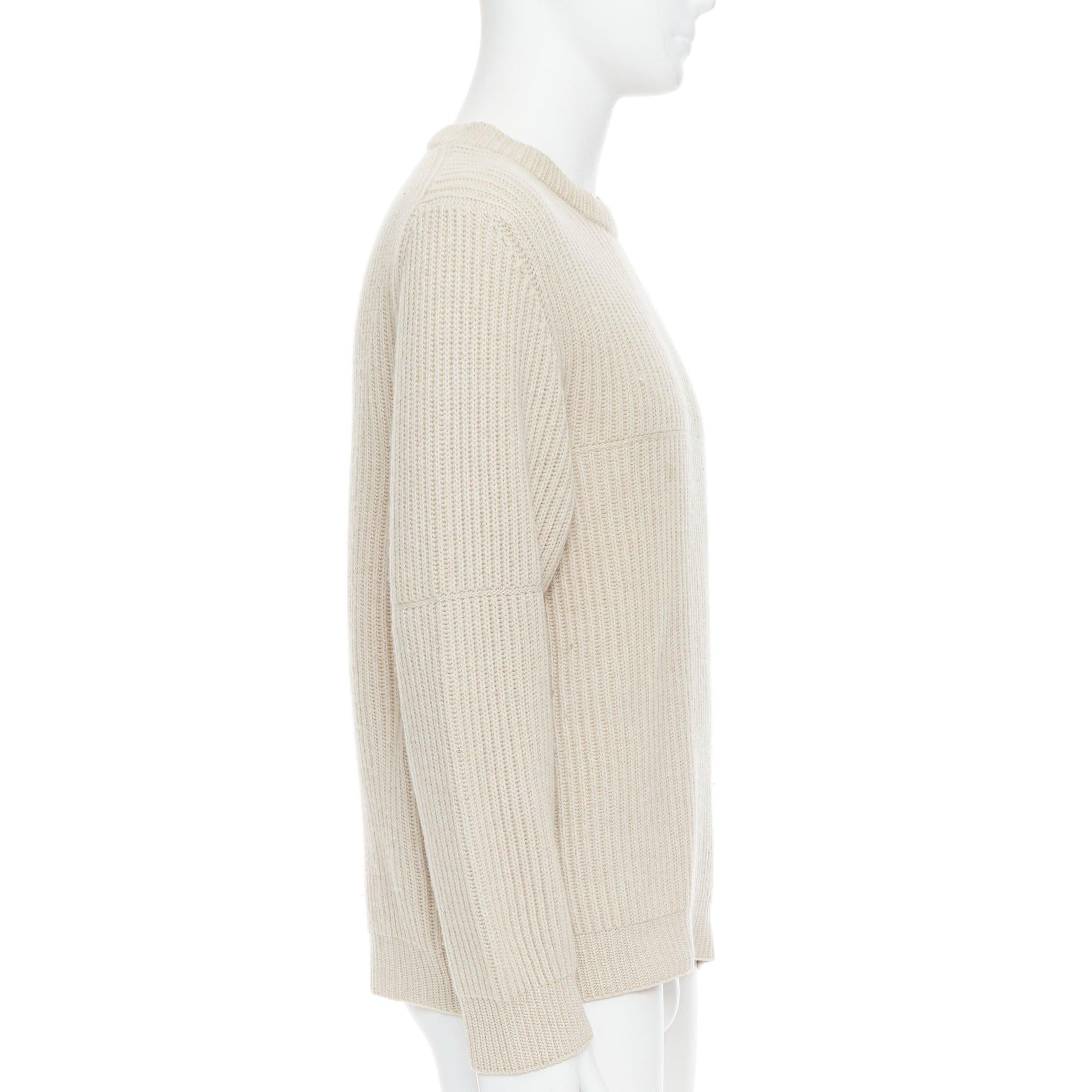ERMENEGILDO Zegna Pull en pur casshmere beige à côtes panachées EU48 M Bon état - En vente à Hong Kong, NT