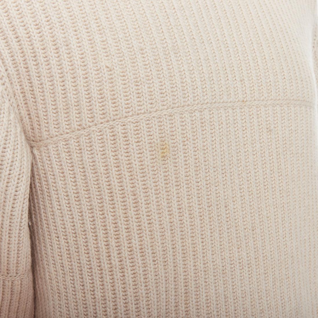 ERMENEGILDO Zegna Pull en pur casshmere beige à côtes panachées EU48 M en vente 2