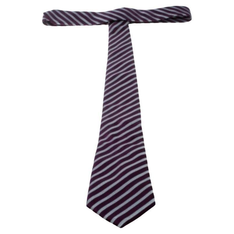 Ermenegildo Zegna Cravate en soie rayée violet et gris en vente