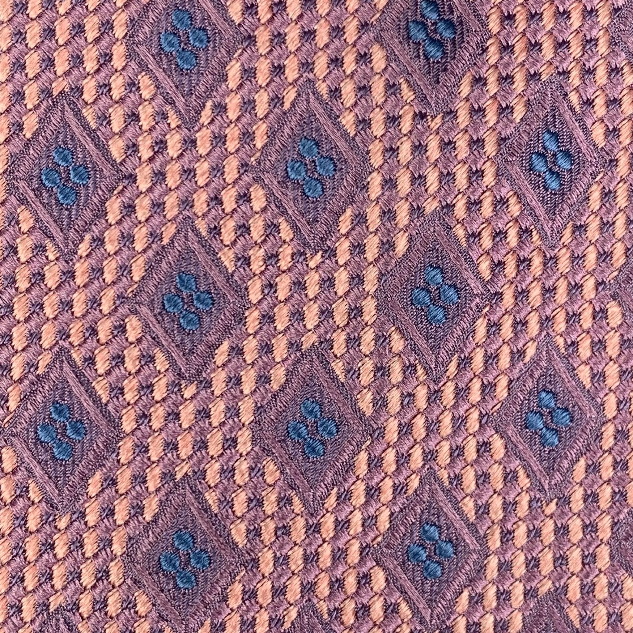 ERMENEGILDO ZEGNA Purple Blue Rhombus Silk / Cotton Tie In Good Condition For Sale In San Francisco, CA