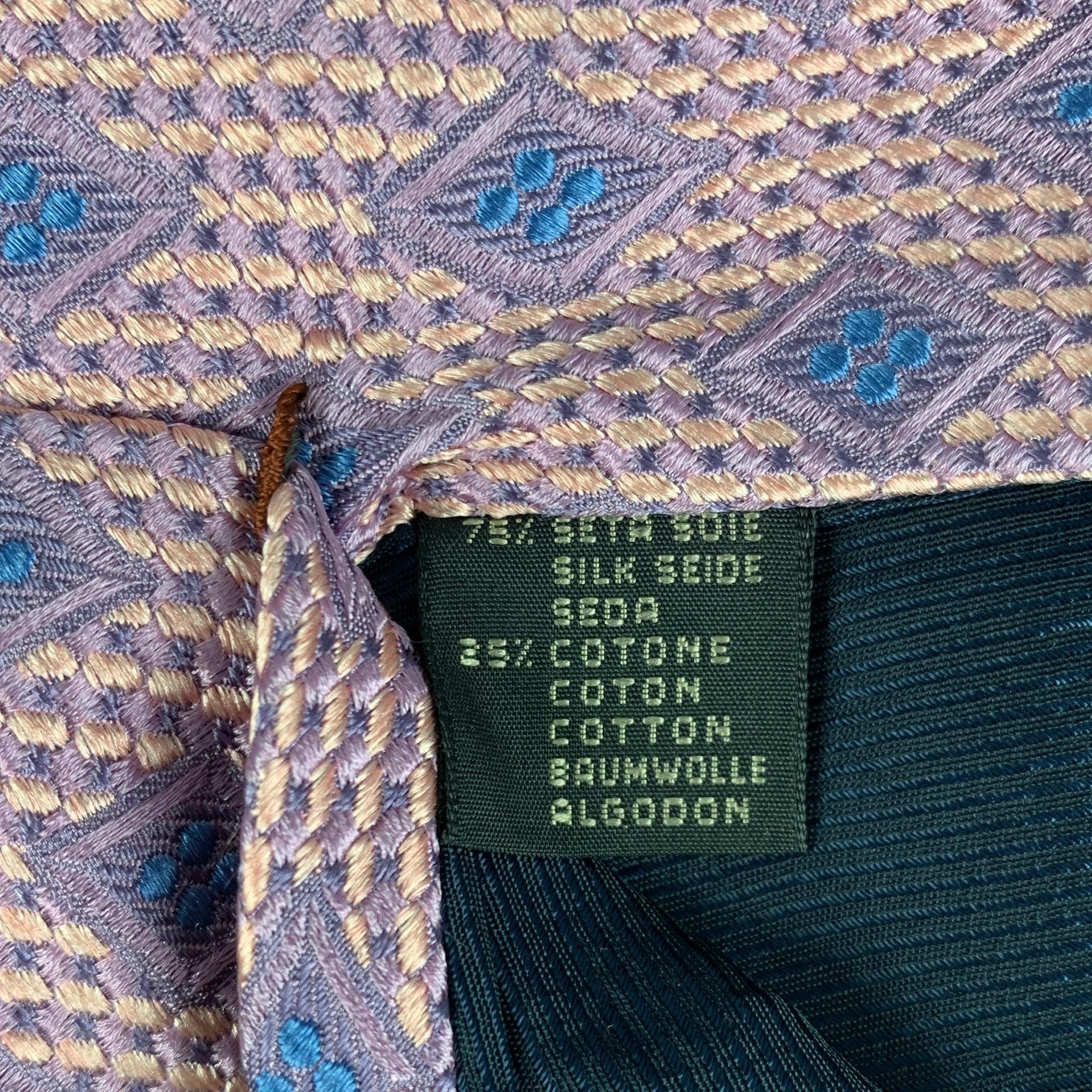 ERMENEGILDO ZEGNA Purple Blue Rhombus Silk / Cotton Tie For Sale 1