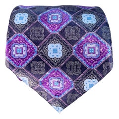 Ermenegildo Zegna - Cravatta in seta floreale astratta viola marina