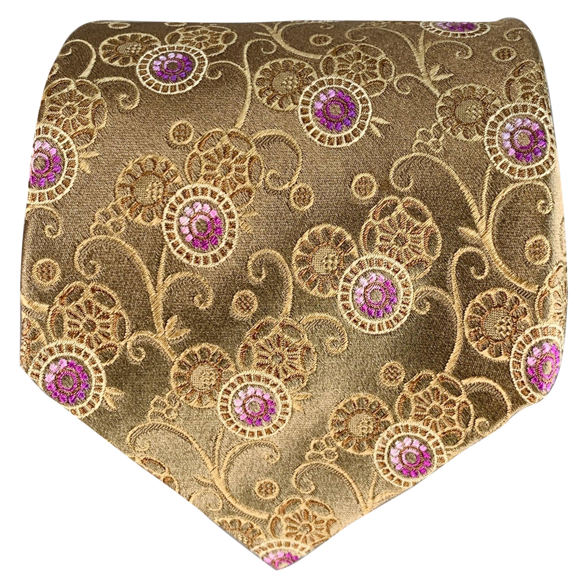 Ermenegildo Zegna Cravate en soie violette et taupe à motifs floraux abstraits