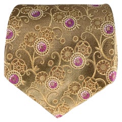 Ermenegildo Zegna - Cravatta in seta floreale astratta viola e taupe
