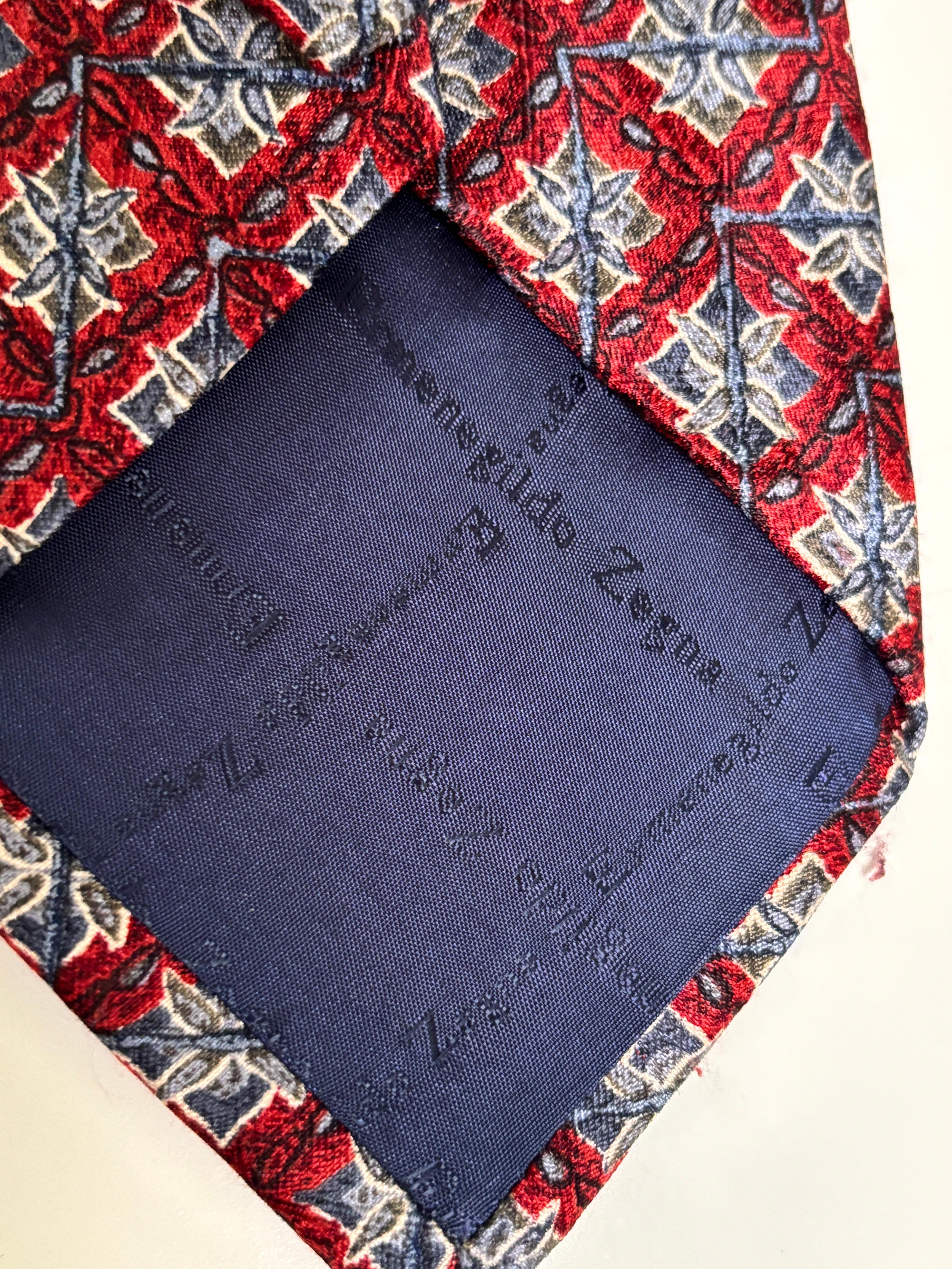 Ermenegildo Zegna Krawatte aus roter und blauer Seide mit Jacquardmuster Italien im Angebot 6