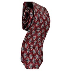 Ermenegildo Zegna Red and Blue Silk jacquard Neck Tie Italy
