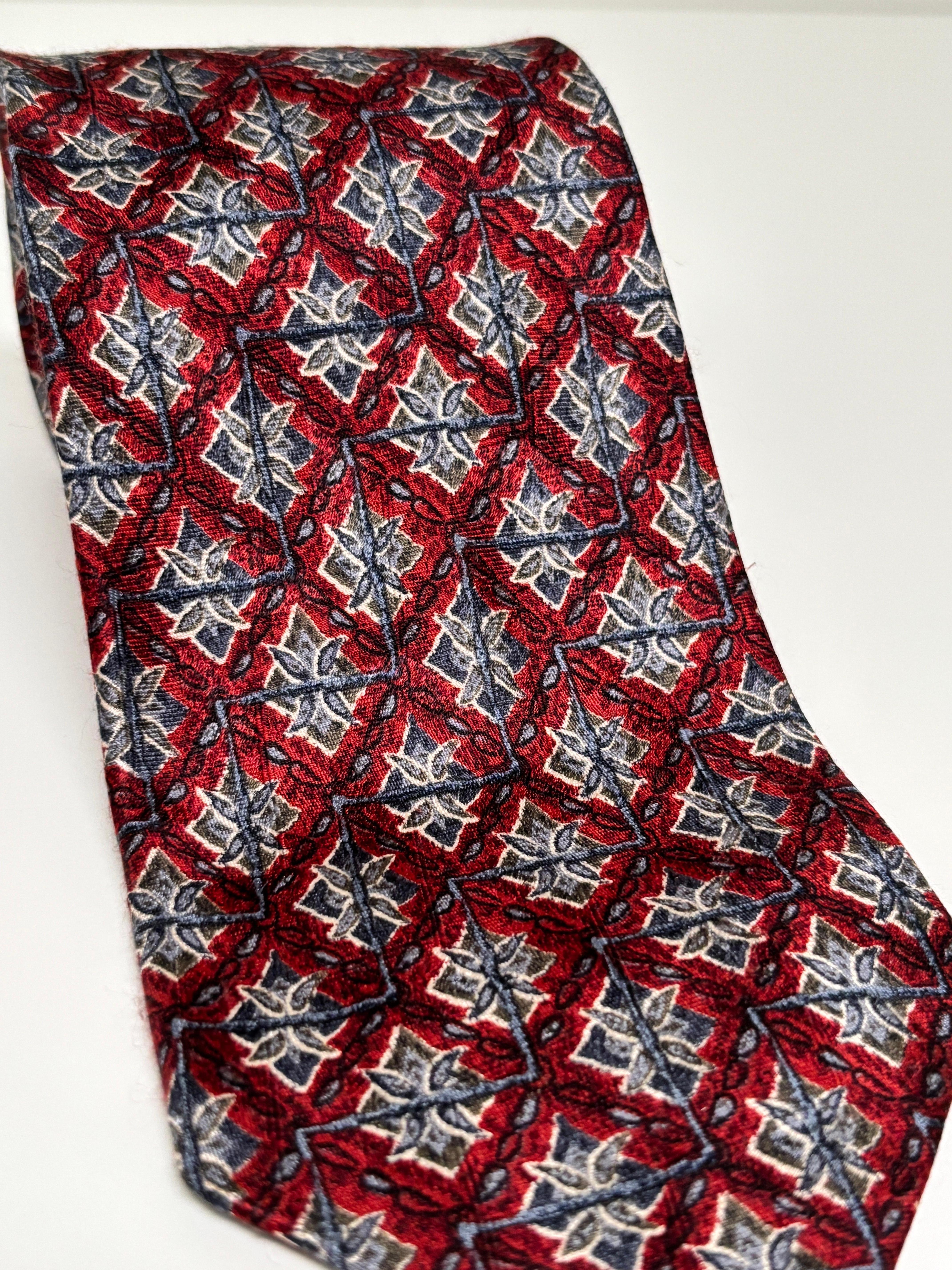 Ermenegildo Zegna Krawatte aus roter und blauer Seide mit Jacquardmuster Italien im Zustand „Gut“ im Angebot in Moreno Valley, CA