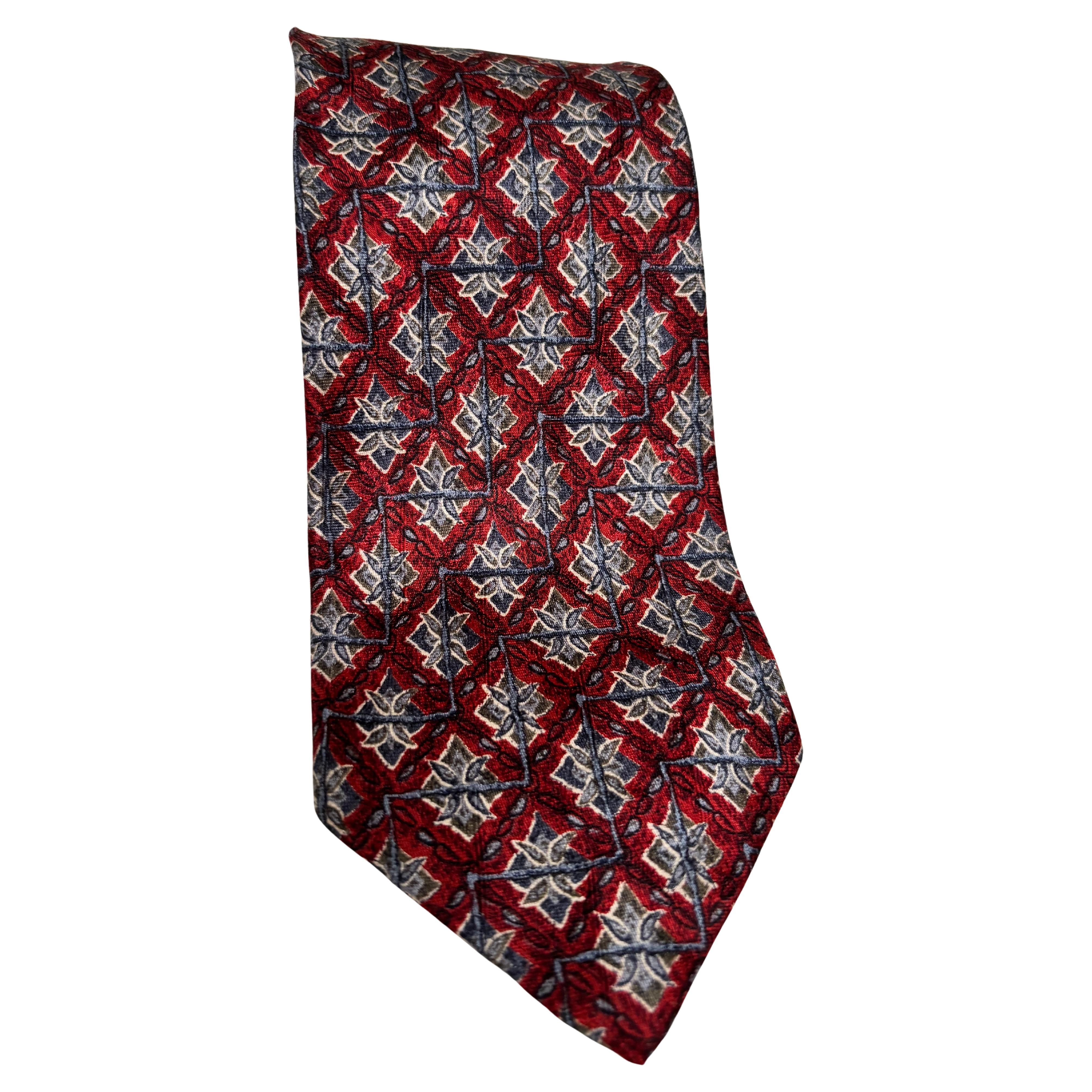 Ermenegildo Zegna Red and Blue Silk jacquard Neck Tie Italy
