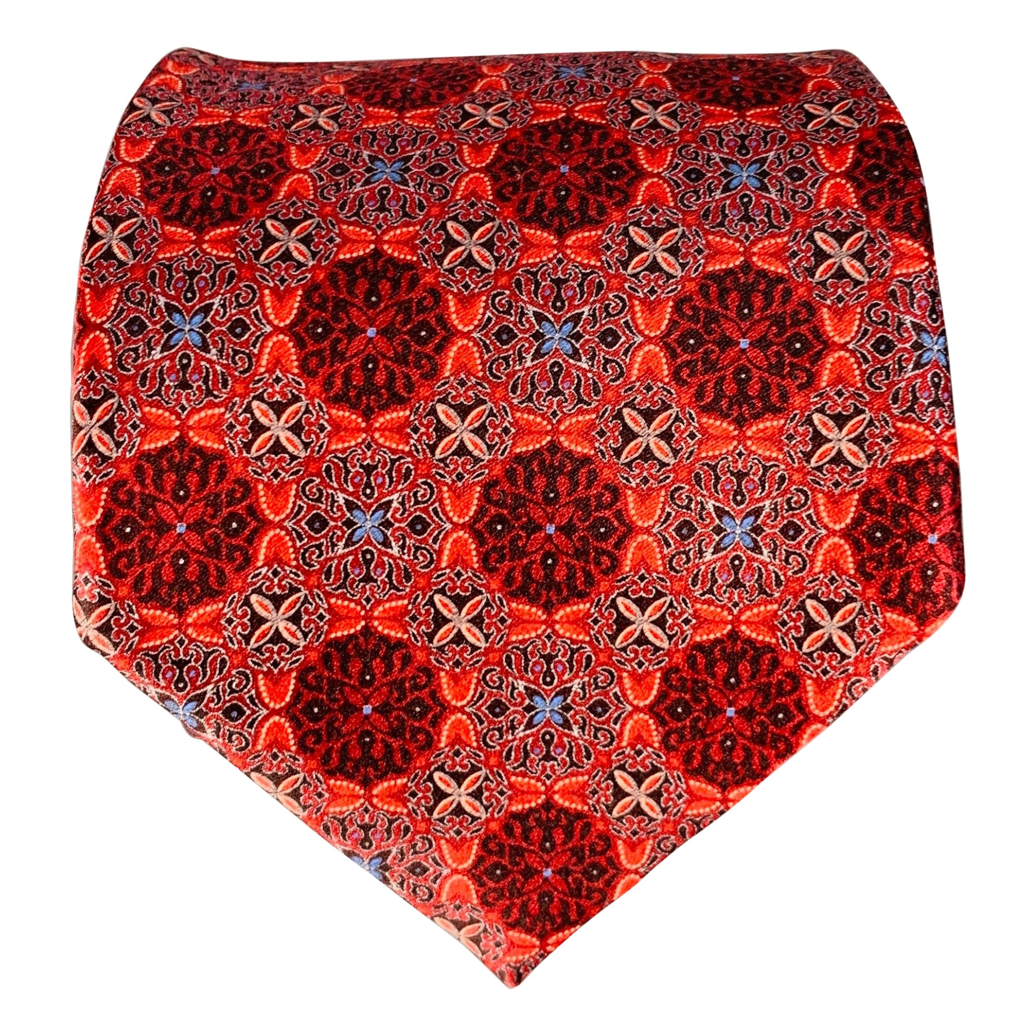 ERMENEGILDO Zegna Cravate en soie rouge et noire à motif floral abstrait