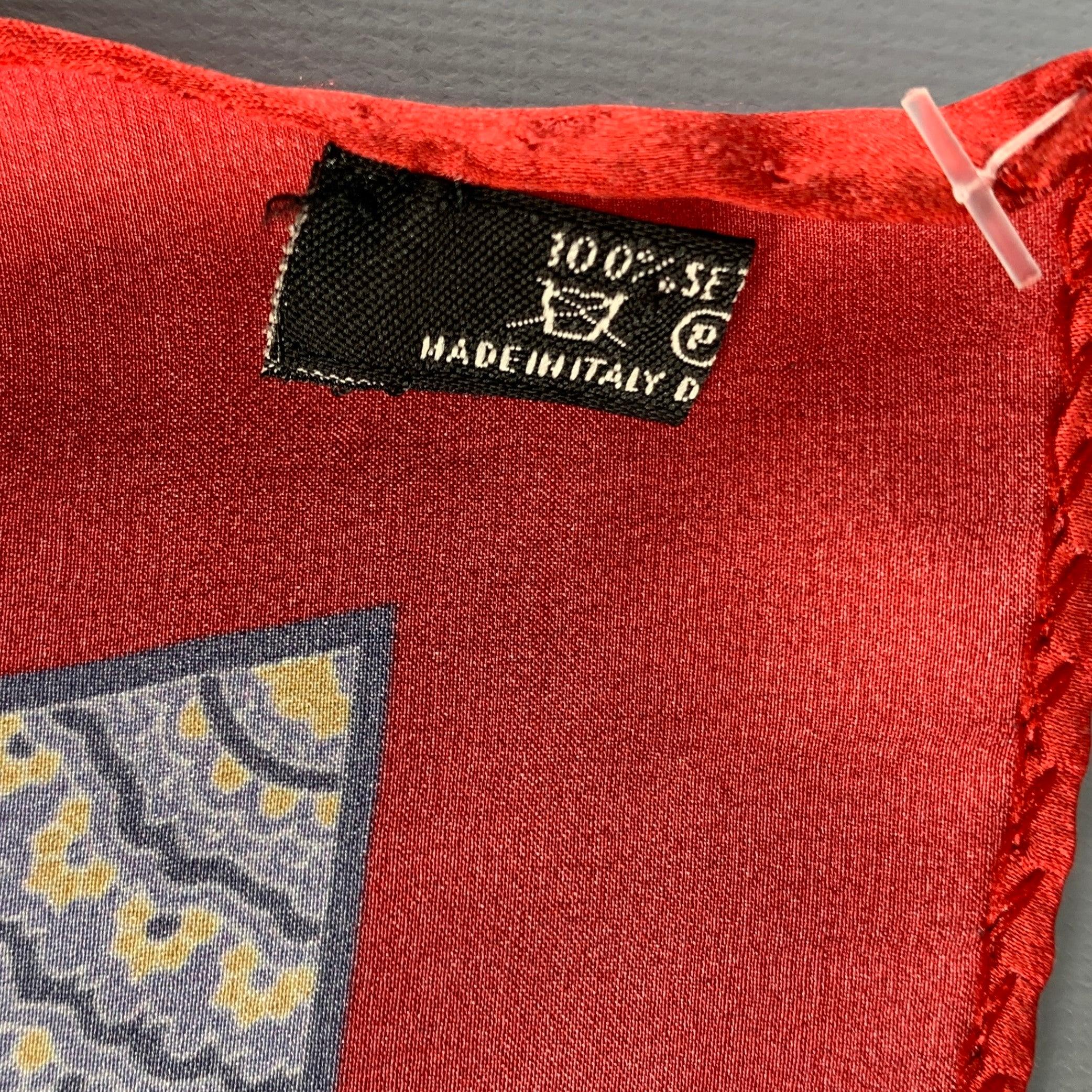 Men's ERMENEGILDO ZEGNA Red Blue Silk Pocket Square For Sale
