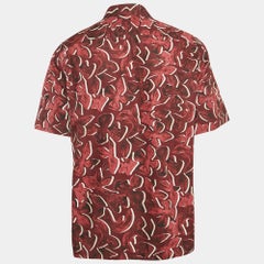 Ermenegildo Zegna Red Floral Print Cotton Short Sleeve Shirt L