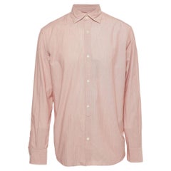 Ermenegildo Zegna Red Striped Cotton Full Sleeve Shirt XL