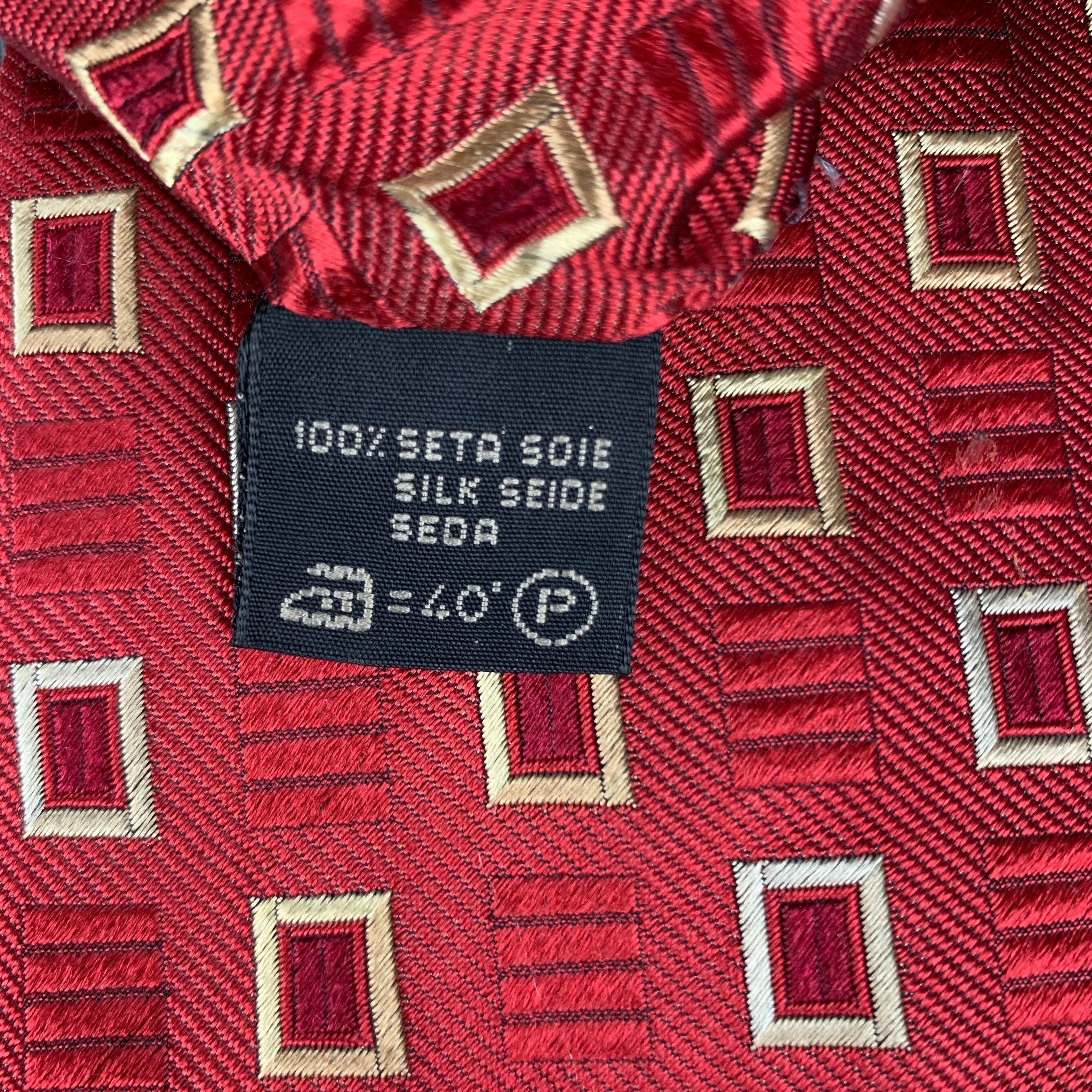 Men's ERMENEGILDO ZEGNA Red White Squares Silk Tie For Sale
