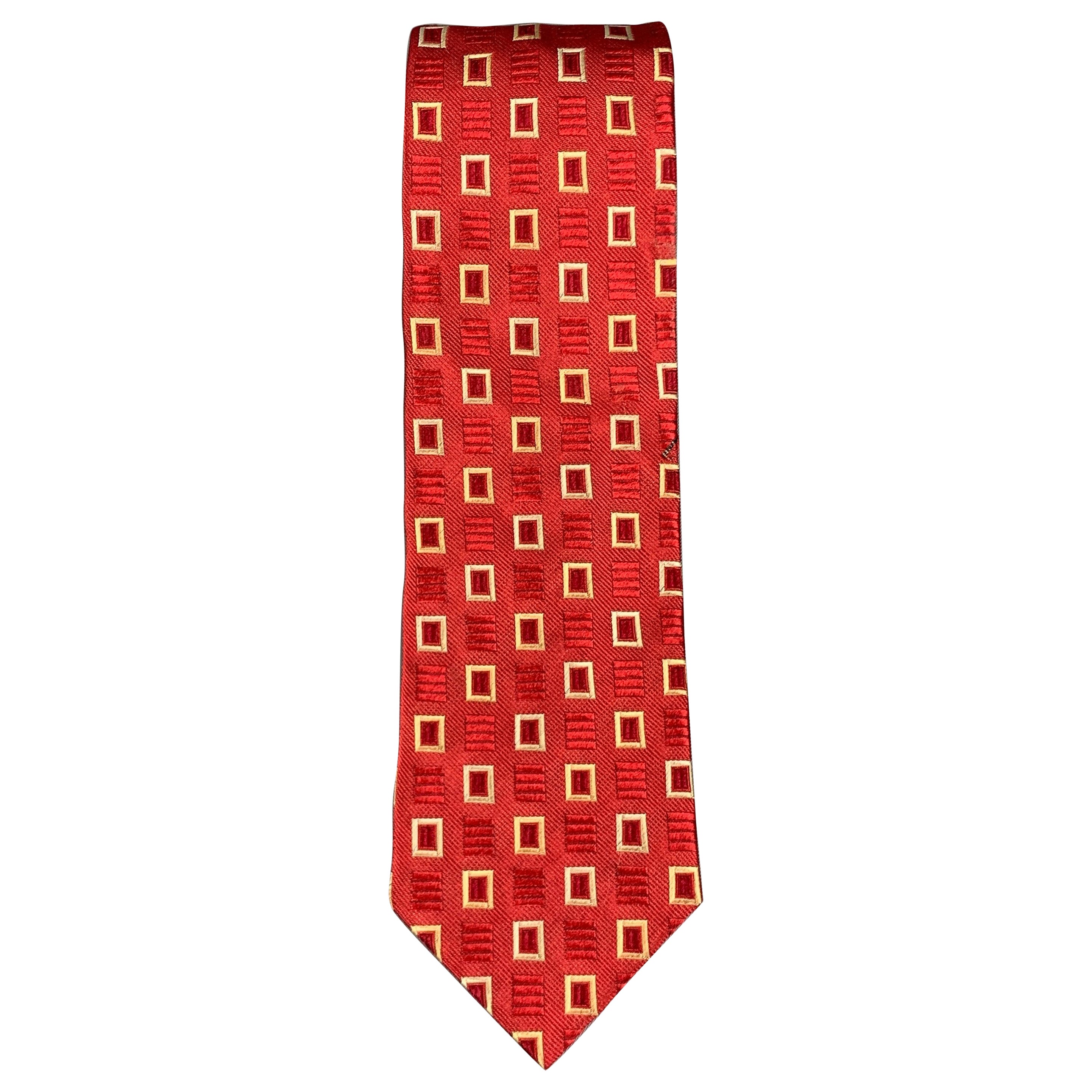 ERMENEGILDO ZEGNA Corbata de seda de cuadros rojos y blancos