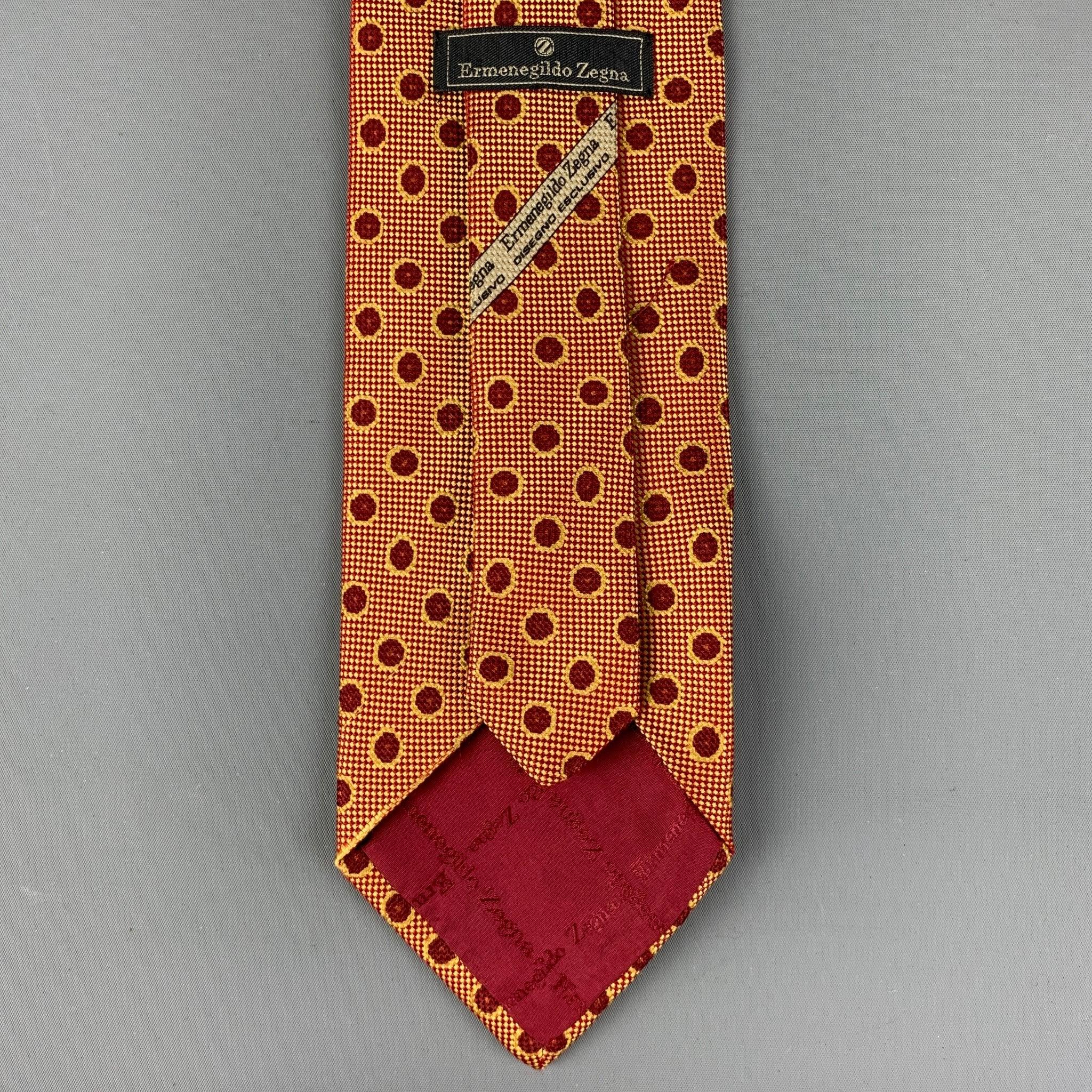 Men's ERMENEGILDO ZEGNA Red & Yellow Dots Silk Tie For Sale